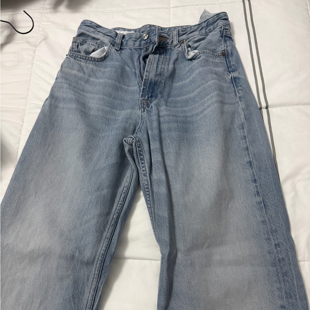 Zara Sky Blue Wide Leg Denim Jeans